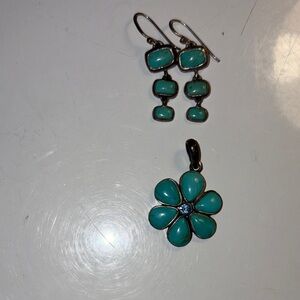 Sterling silver Flower Pendant and Earring Set